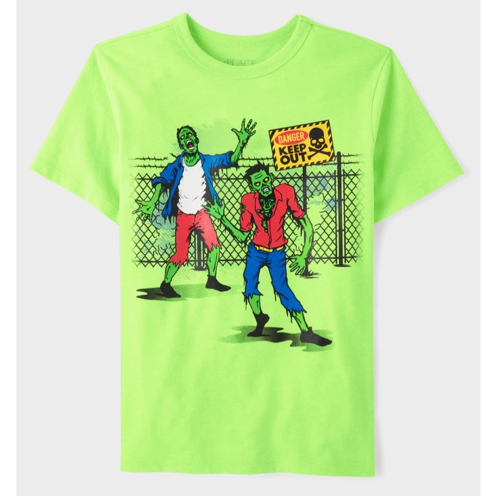 The Children’s Place Boys Zombies Graphic Tee in Neon Green, 6